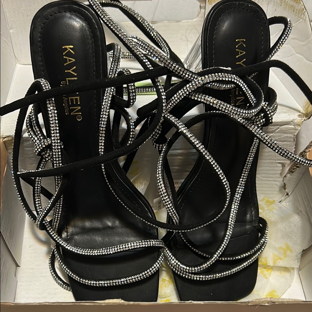 Black Strappy Women's Heels